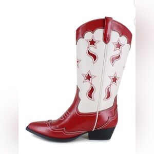 UNIONBAY Red and White Heeled Boots